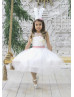 White 3D Floral Flower Girl Dress